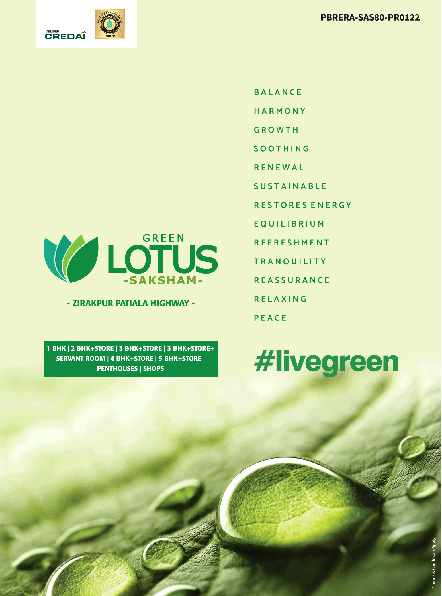 Avail 1, 2, 3, 4, 5 bhk & penthouses at Green Lotus Saksham in Zirakpur, Chandigarh Update